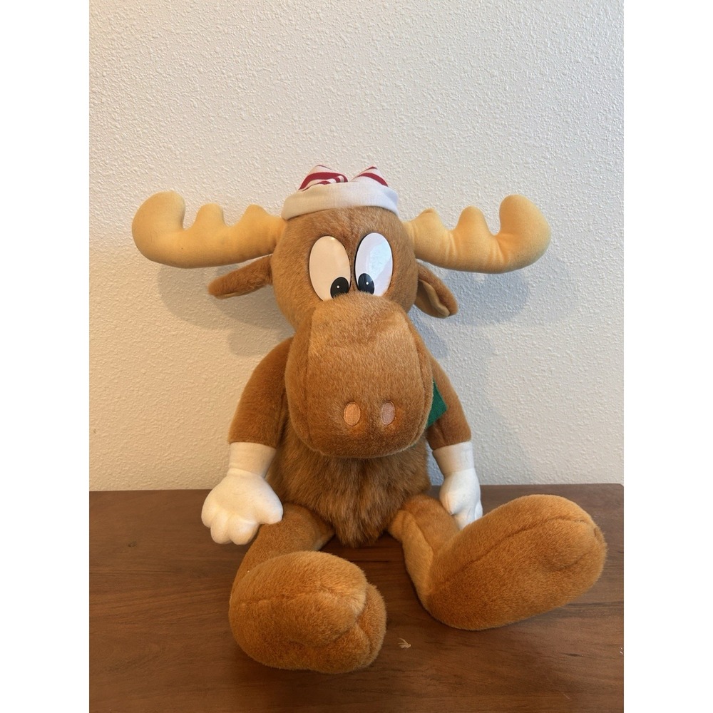 VTG 1996 Macy's Christmas Bullwinkle Plush Stuffed Animal Moose Rocky Large 24"